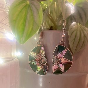 Mexican Alpaca Silver Abalone and Enamel earrings